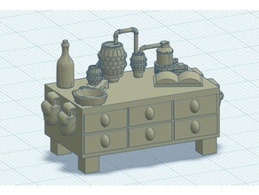 alchemist Schreibtisch - geschlossen Modell-Möbel 28 d&d dnd Miniatur prop dungeon dungeons dragons fantasy gaming rpg tabletop tabletop-gaming 3d print model - Mito3D