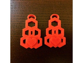 polygon heart hole earrings earring 3d print model - Mito3D