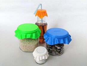 tampa do frasco recipientes pac pano tecido jar nutella sal, pimenta shaker upcycling 3d print model - Mito3D