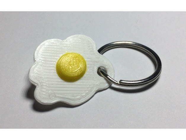 oeuf frit trousseau de clés porte-clés l'oeuf sur le plat un jaune d'oeuf 3D print model - Mito3D