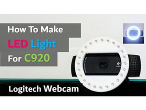 webcam c920 led de lumière d'anneau bricolage le la caméra anneau l'éclairage logitech neopixel l'anneau ws2812b 3d print model - Mito3D