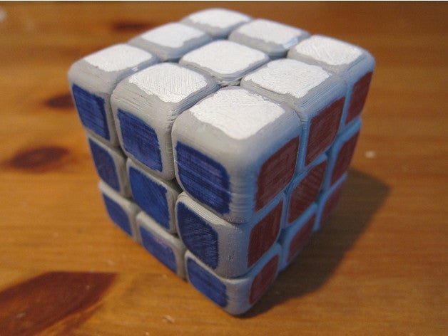 fully printed rubik's cube - updated center pieces puzzles 3x3 3x3x3 puzzle printable no hardware rubiks speed 3D print model - Mito3D