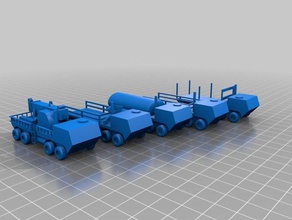 assorted 8 wheel trucks n scale vehicles container crane dump truck tanker 3d print model - Mito3D