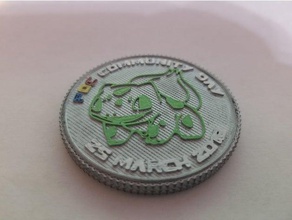 pokemon andare community day 3 coin - bulbasaur monete & distintivi bulbasuar comunità pokemongo 3d print model - Mito3D