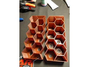 vallejo bottle holder hex tool holders & boxes acrylic color hexagon hexagonal miniature miniatures modular rack 3d print model - Mito3D