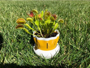 fondo di irrigazione vaso fiori all'aperto e giardino fiore fioriera piantare in pot il venere venus fly trap 3d print model - Mito3D