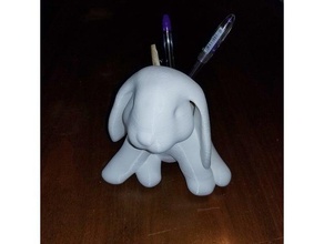 bunny sostenedor de la pluma oficina contenedor escritorio organizador suministros titular un lápiz el conejo 3d print model - Mito3D