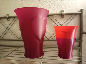 geprägte Herz-vase Dekor genial Herz Liebe ziemlich spiralize vase vase-Modus 3d print model - Mito3D