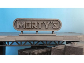 morty's sign 28-32mm terrain signs & logos scifi terrai star wars legion wargame 3d print model - Mito3D