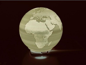 esférica lithophane - mapa del mundo 12cm remix art 3d print model - Mito3D
