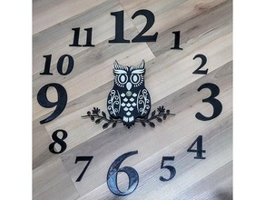 owl wall clock decor animal black cute time 3d print model - Mito3D