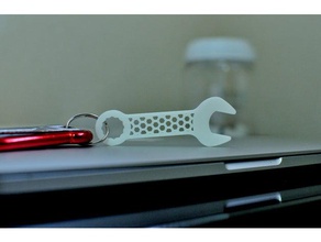 honeycomb spanner keychain keychains keyholder wrench 3d print model - Mito3D