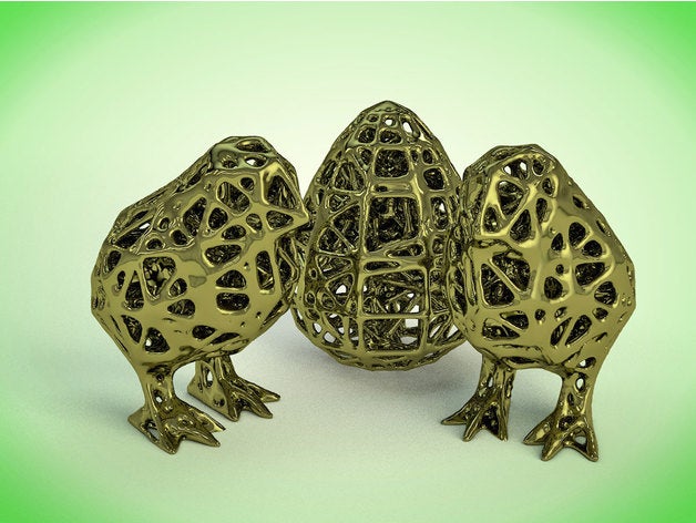 happy easter chick voronoi style decor 3d 3D print model - Mito3D