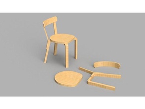 artek alvar aalto cadeira 69 1 12 de casa boneca modelo móveis bonecas miniatura 3d print model - Mito3D