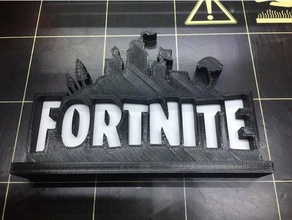 fortnite logo remix - solid back signs & logos 3d print model - Mito3D