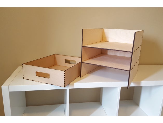 ikea kallax shelf 3 storage bins containers bin box container hack lasercut 3D print model - Mito3D