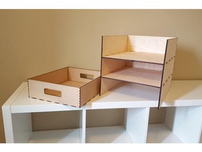 ikea kallax shelf 3 storage bins containers bin box container hack lasercut 3d print model - Mito3D