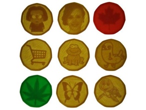 nascosto lithophane loonie carrello gettoni monete & distintivi reuleaux della spesa token 3d print model - Mito3D