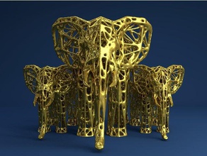Elefanten-voronoi-Stil Tiere 3d-voronoi - Elefanten voronoi 3d print model - Mito3D