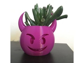 devil emoji planter pen pot outdoor & garden emojis houseplants pencil holder plant planters pots small plants 3d print model - Mito3D