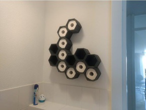 toilet paper hexagon bathroom freecad holder 3d print model - Mito3D