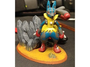 mega lucario comprendre stand décor d'affichage support de présentation figure figurine jeu pokemon chiffres jouet rock rocky un vidéo les jeux du 3d print model - Mito3D