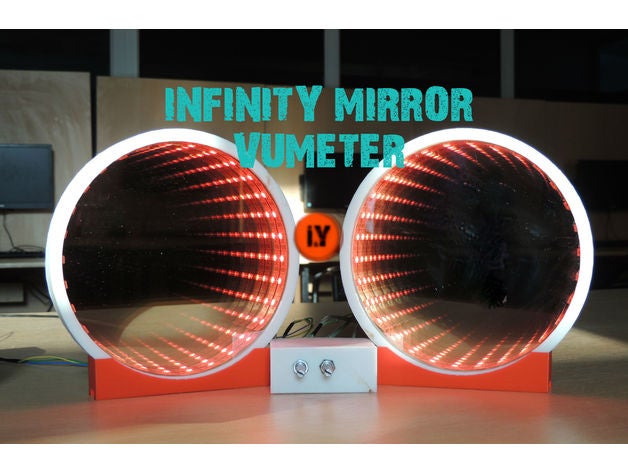 infinito espejo medidor de vu música ecualizador la electrónica arduino nano diy multicolor neopixel anillo tira tutorial vumeter 3D print model - Mito3D