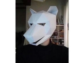 faible poli loup masque en papier le costume cosplay la fête d'halloween low poly wolf 3d print model - Mito3D