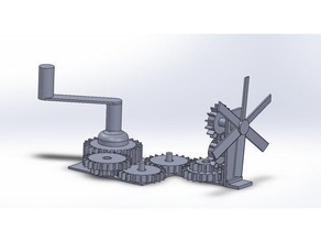 engrenagem do sistema de teste-systeme d''engrenage teste mecânico brinquedos manivela engrenage fã helice manivelle poignee systeme brinquedo 3d print model - Mito3D