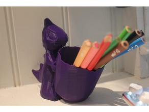 dragão penholder organização lápis de cor pastel do titular baixa contagem polígonos stl 3d print model - Mito3D