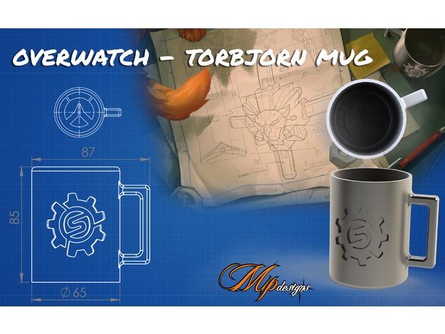 overwatch - torbjorn mug games blizzard game pencil holder 3D print model - Mito3D