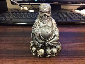terminator-pop-buddha Skulpturen buddha menschlicher Schädel pop-buddha t-800 terminator 3d print model - Mito3D