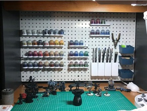 citadel paint pegboard holder tool holders & boxes games workshop mount peg board 3d print model - Mito3D