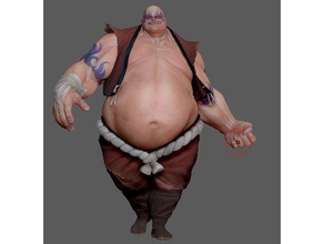 gordura muscular homem esculturas braços grandes gordo lutador de alta resolução killer escultura guerreiro 3d print model - Mito3D