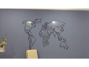 mur de la carte du monde L'impression 3d frontières décoration premier projet multi-partie réaliste 3d print model - Mito3D