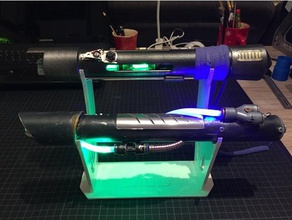 starwars ışın kılıcı ekran 2 hilts dur hobi mutluyum stand göstermek çift laserschwert kutusunu açtı lichtschwert lightsaber kabzası star wars 3d print model - Mito3D