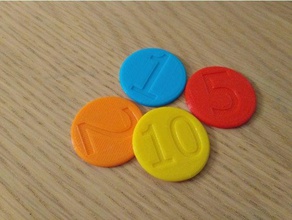 simple monedas 1 2 5 10 juegos de la moneda las 3d print model - Mito3D