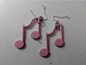 poutres croche boucles d'oreilles bijoux boucle d'oreille note de musique 3d print model - Mito3D