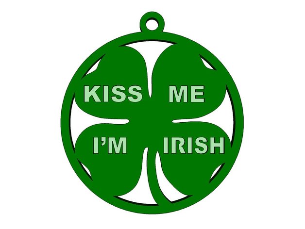 İrlandalı kolye falan öp beni dedim moda öpücük shamrock st Patrick ' s day wslab 3D print model - Mito3D