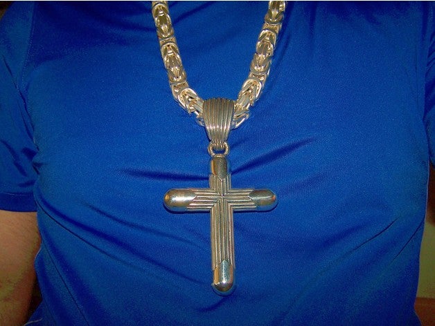 columns style cross cruz estilo columnas jewelry chunky colgante collar necklace pendant 3D print model - Mito3D