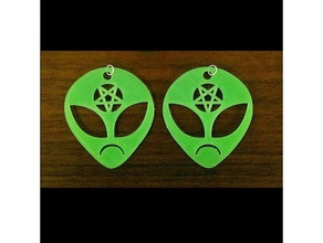 traurige Mädchen Ohrringe alien grün Pentagramm traurig wingdings 3d print model - Mito3D