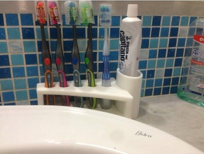 portaspazzolino con supporto dentifricio A impressão 3d bagno designer gadget portaspazzolini escova de dentes 3d print model - Mito3D