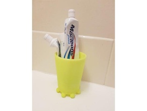 tooth paste holder cup 3d printing brush toothbrush toothpaste 3d print model - Mito3D