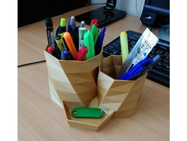 double pencil cup holder office desk organizer openscad polygon 3D print model - Mito3D