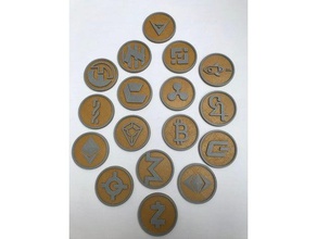 Krypto-Münzen Münzen und Abzeichen bitcoin kryptogeld 3d print model - Mito3D