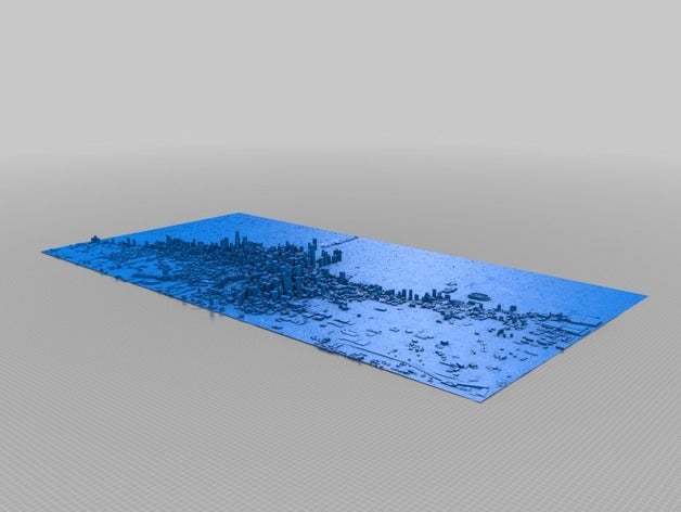 de l'horizon chicago carte en 3d bâtiments et structures Cartes cartes soulagement la construction ligne d'horizon 3D print model - Mito3D