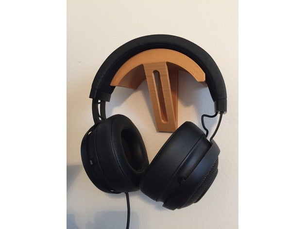 razer kraken headphone wallmount organization 3m command strips headphones hanger wall mount 3D print model - Mito3D