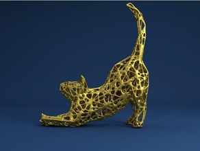 étirement du chat de voronoi style animaux 3d cat stretch 3d print model - Mito3D