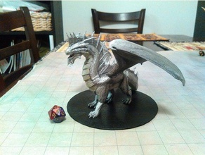 silver dragon jogos d&d dnd dragão dragões dungeons & dragons masmorras e pathfinder de prata 3d print model - Mito3D