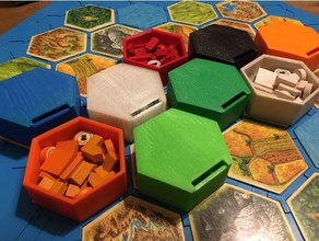 hex bowls settlers catan toy & game accessories awesome board games bowl container cool gaming geek hexagon nerd organization organize tabletop 3d print model - Mito3D